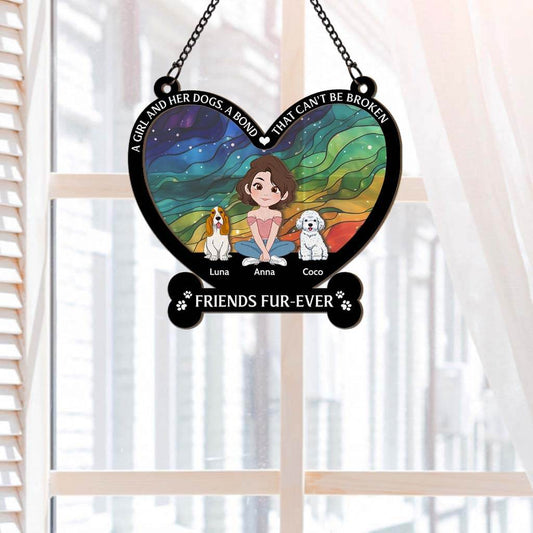 3811UUS2 a girl and her dogs a bond that cant be broken personalized window hanging suncatcher ornament best gifts for dog lovers_ 3811U3E8C
