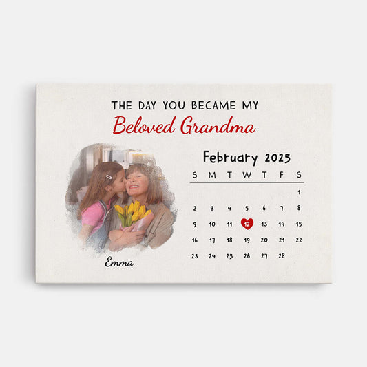 3814CUK1 the day you became my beloved grandma custom calendar photo canvas print 3814CTE5A
