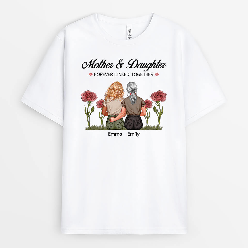 3869AUK1 PersonalisedMotherandDaughterForeverLinkedTogetherT shirt 3869A847A