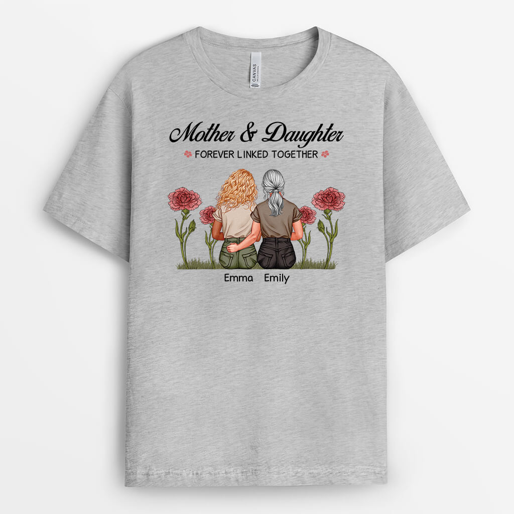 3869AUK2 PersonalisedMotherandDaughterForeverLinkedTogetherT shirt 3869A847A
