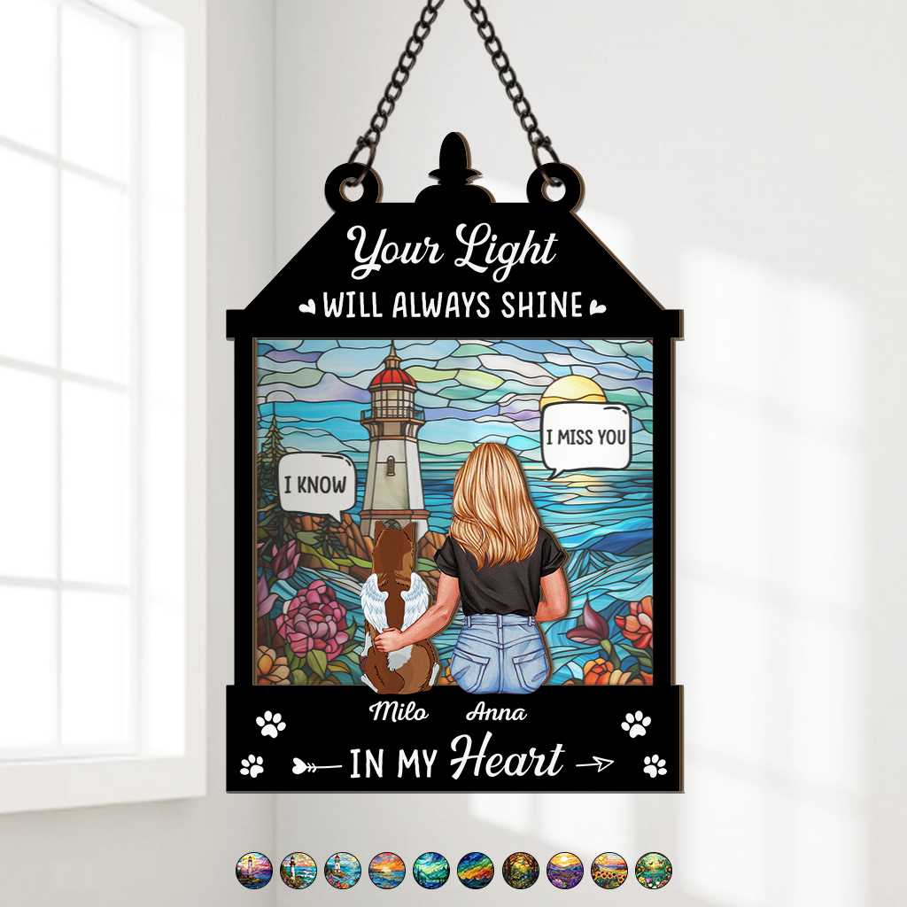 3884UUS1 personalized window hanging suncatcher ornament dog memorial gifts for dog moms 3884U3V0C