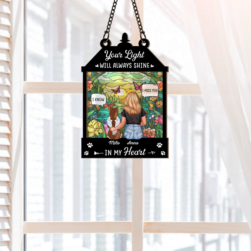 3884UUS2 personalized window hanging suncatcher ornament dog memorial gifts for dog moms 3884U3V0C