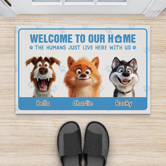3891DUK2 Personalised Welcome to Our Home Doormat_ for Dog Owners 3891DKH5C