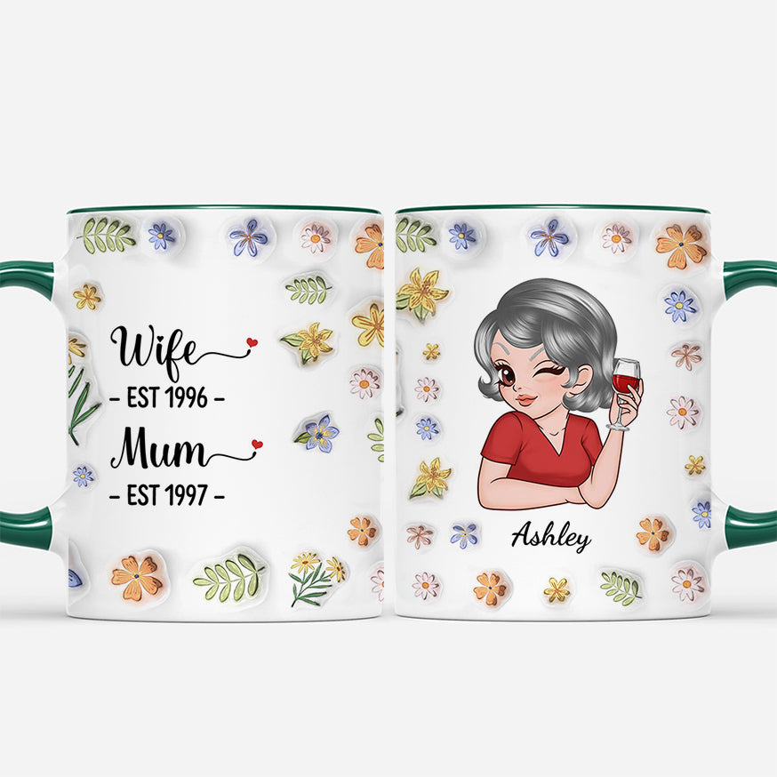 3898MUS2 personalised wife est mum est grandma est 3d printing effect mug 3898MTL8C