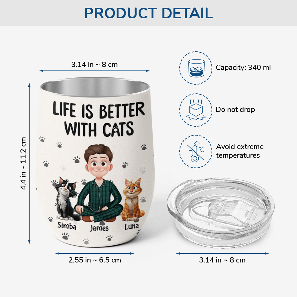 3903TUK3 personalized cat owner gifts_ life is better with cats wine tumbler_ 3903T