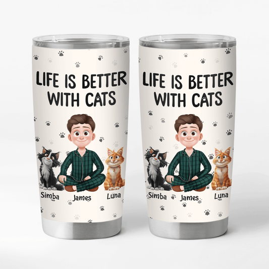 3903TUS1 custom presents for cat owners life is better with cats 20oz tumbler_ 3903T5N0D