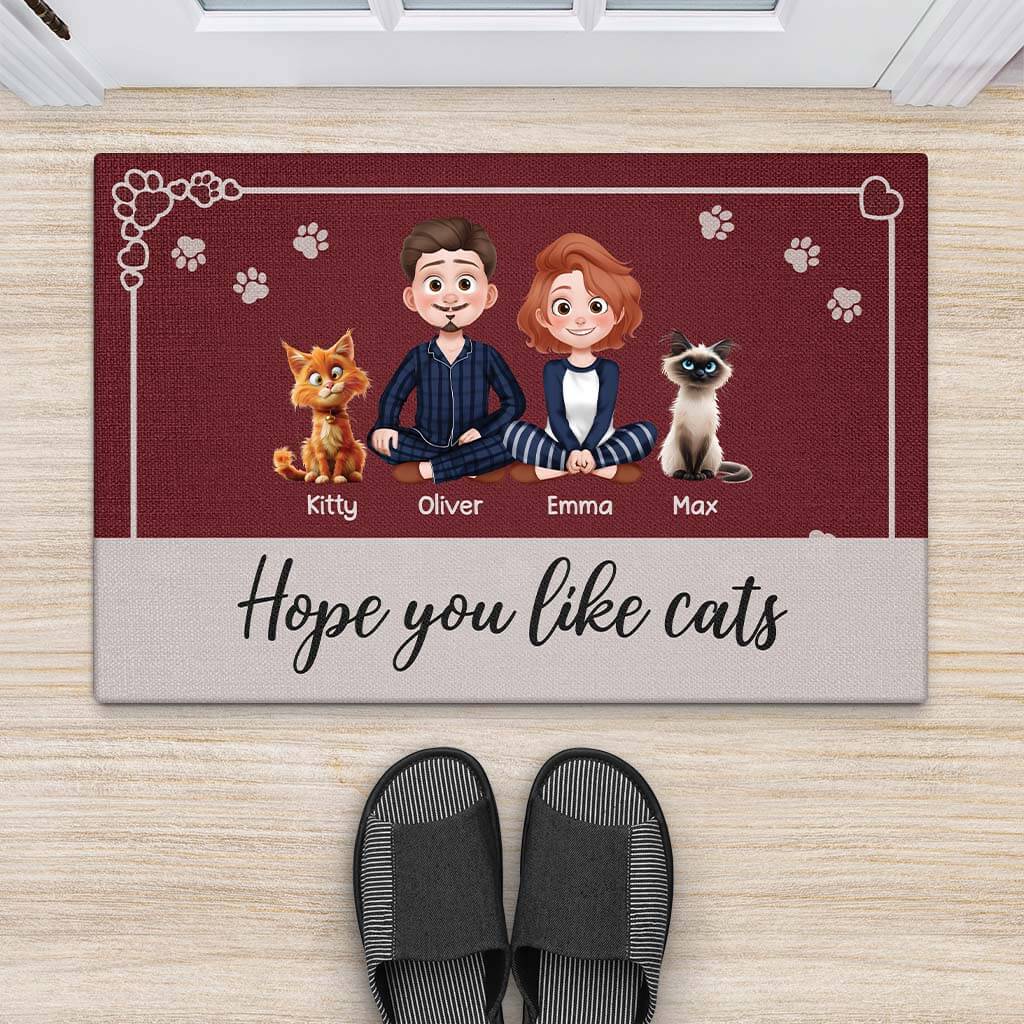3914DUS2 personalized cat person gifts_ hope you like cats doormat_ 3914DTM0D