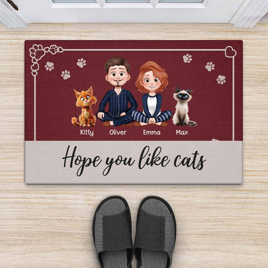 3914DUS2 personalized cat person gifts_ hope you like cats doormat_ 3914DTM0D