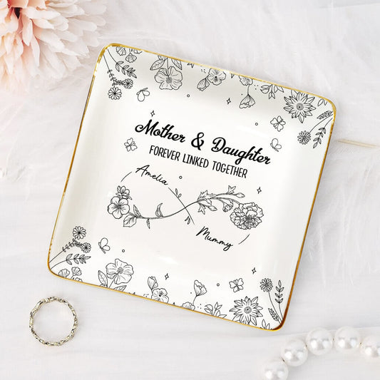 39192UK2 personalised mother and daughter forever linked together jewellery dish 391925K3A