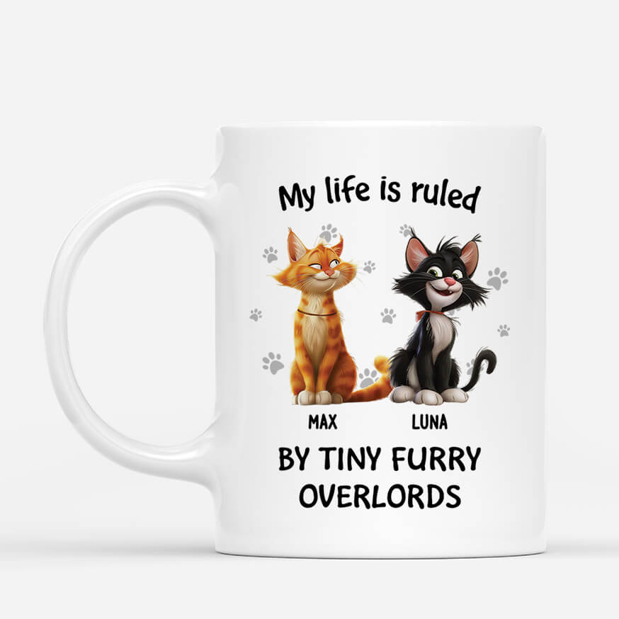 3921IUK1 personalised my life is ruled by tiny furry overlords whiskey glass for cat lovers 3921I5K5D