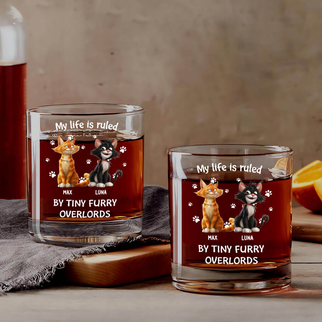 3921IUK1 personalised my life is ruled by tiny furry overlords whiskey glass for cat lovers 3921I_b7647de9 eebc 425e 994d 041b4a522554