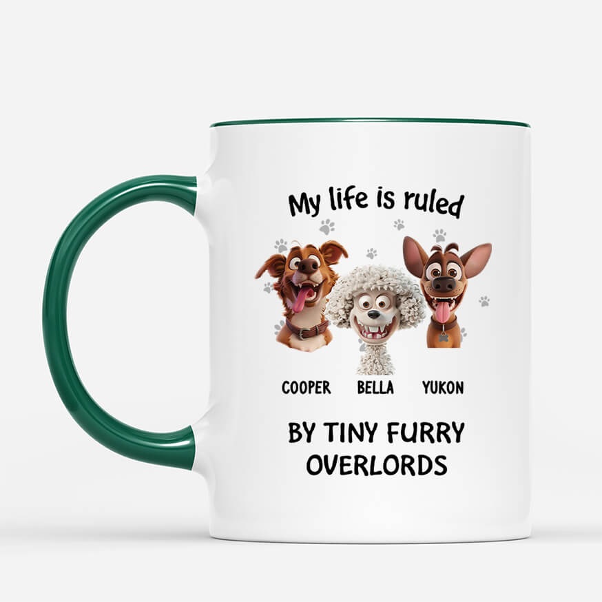 3921MUK2 personalised my life is ruled by tiny furry overlords mug for dog lovers 3921M5K5C