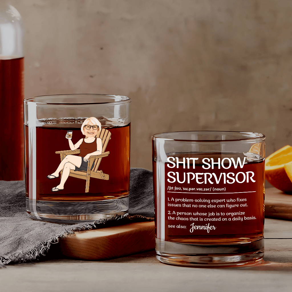 3932IUS1 funny personalized gifts for her shit show supervisor_ whiskey glass 3932IKN8A