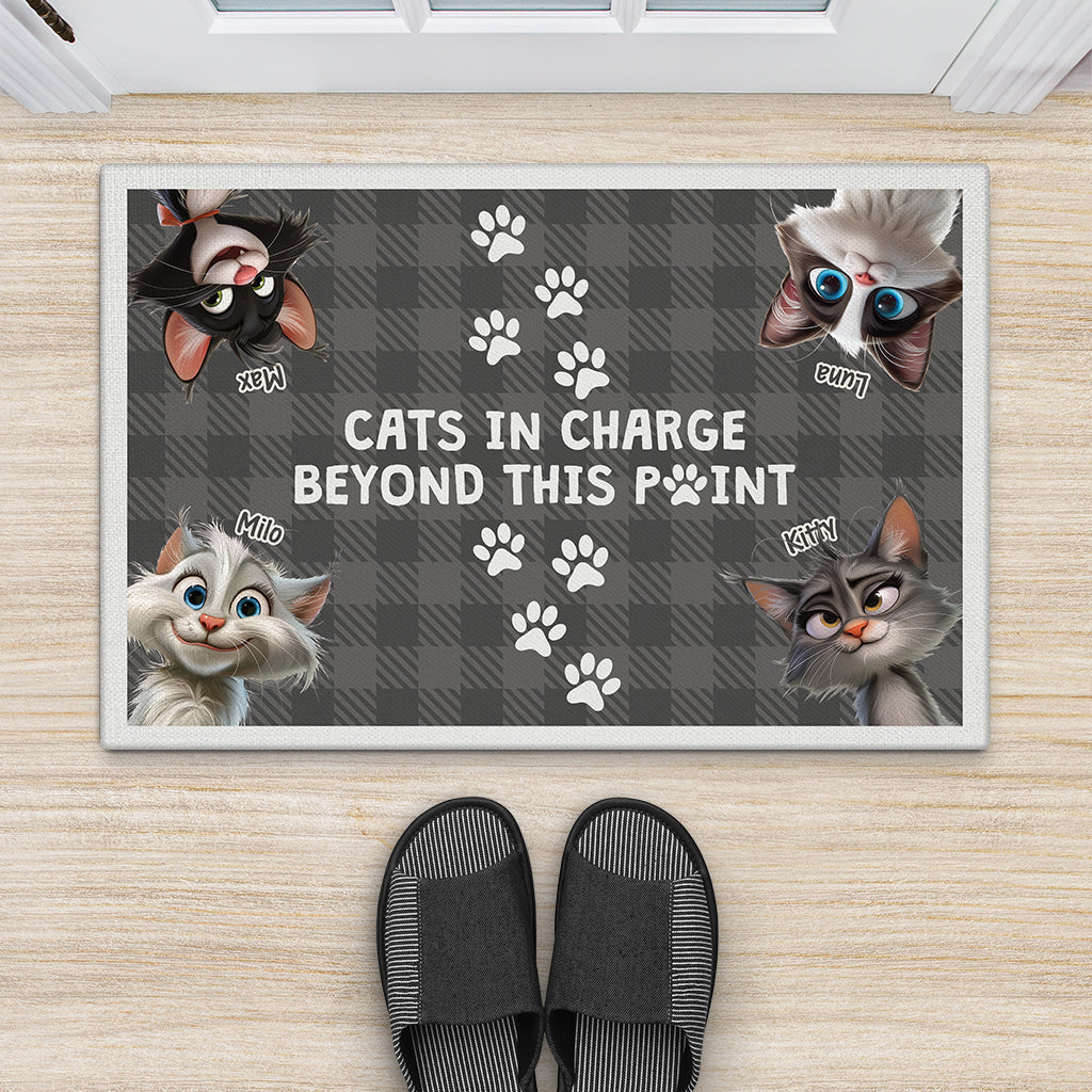 3947DUK2 personalised cats in charge doormat 3947DKI5D