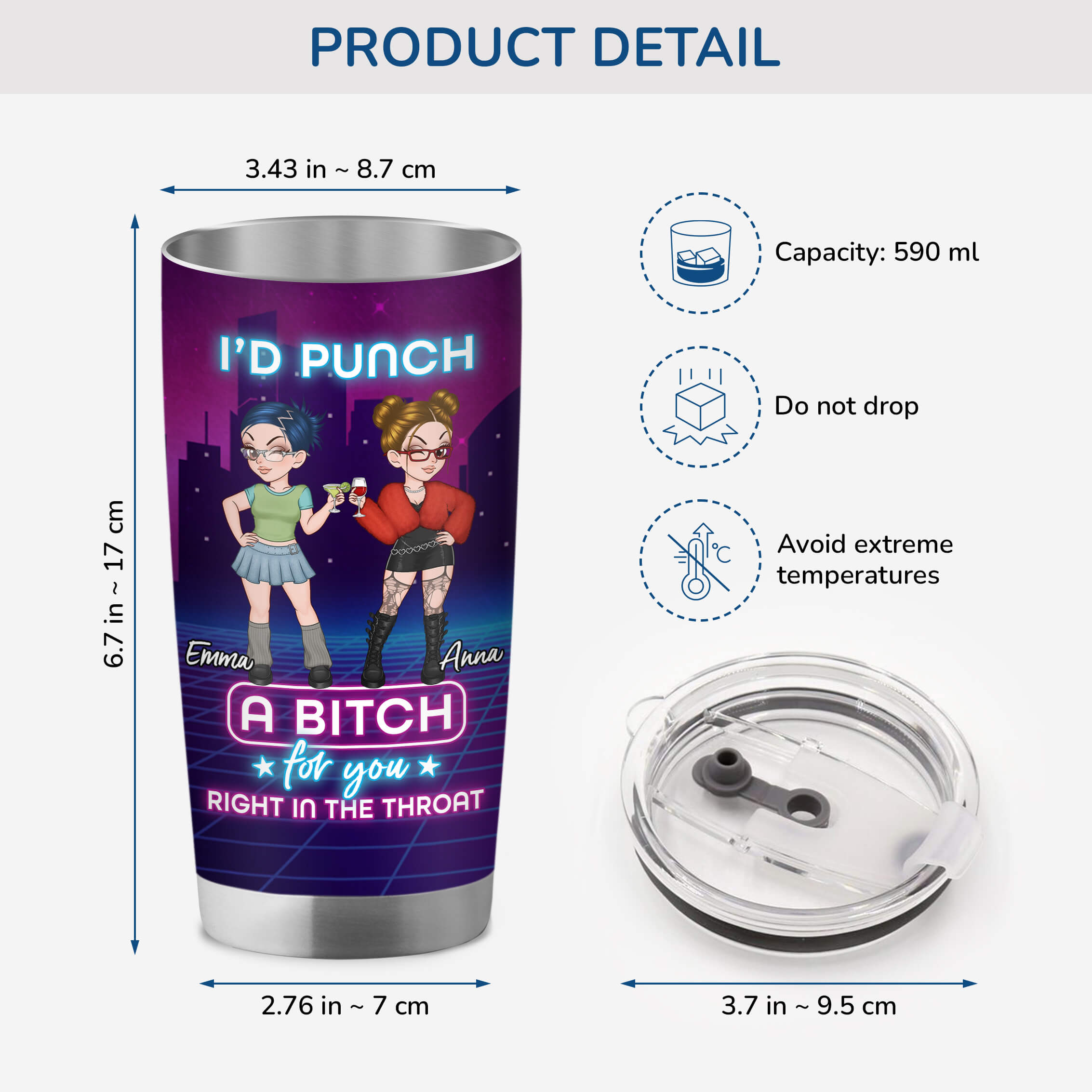 3949TUK3 Personalised I Punch A Bitch For You Right In The Throat 20oz Tumbler For Friends_ 3949T3H0F