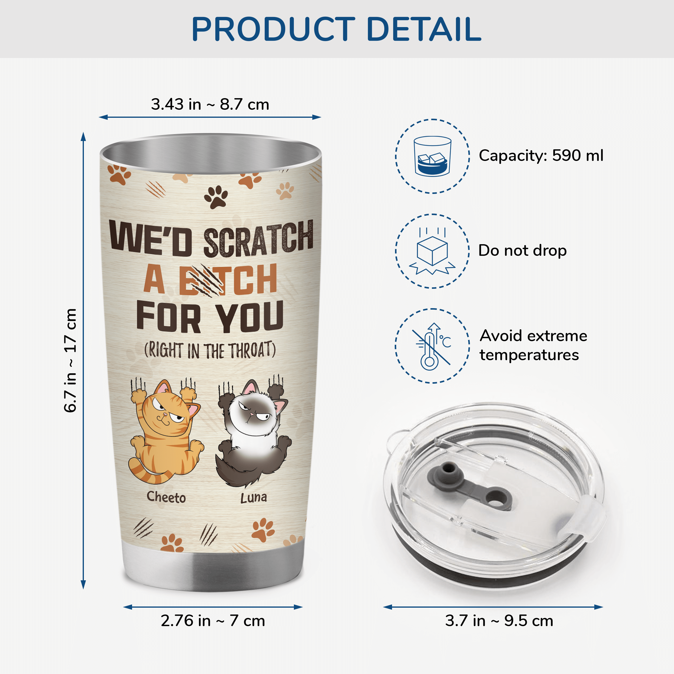 3967TUK3 custom cat tumbler 20oz funny gifts for cat owners 3967TKN3D
