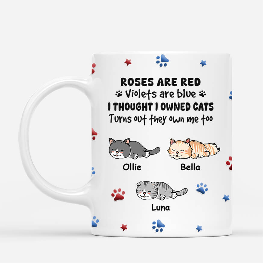 3979MUK1 Personalised roses are Red Violets Are Blue Cat Mug 3979MKH5D