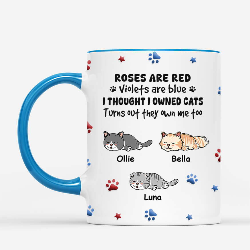 3979MUK2 Personalised roses are Red Violets Are Blue Cat Mug 3979MKH5D