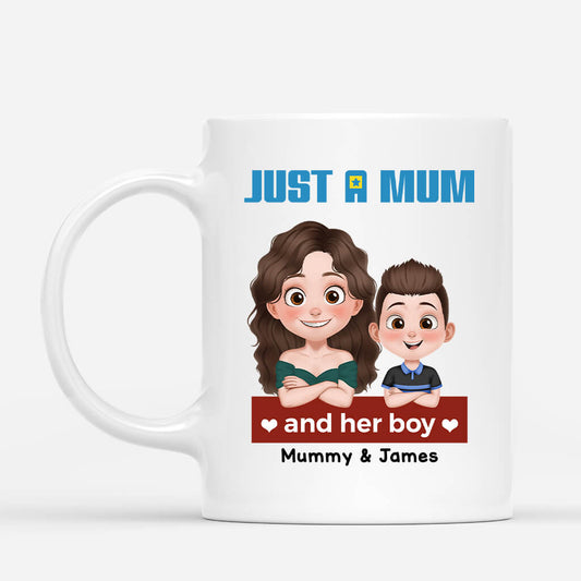 4000MUK1 personalised just a mum and her boy mug_ 4000M3I0A