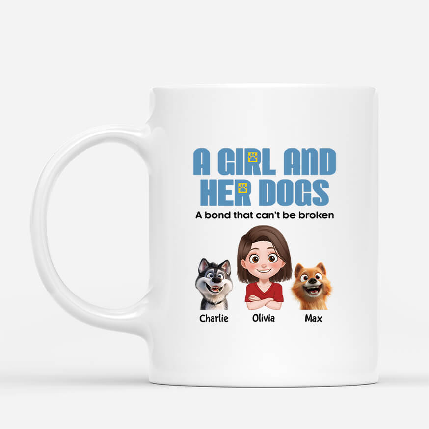 4003MUK1 personalised a girl and her dogs mug 4003MTK0C