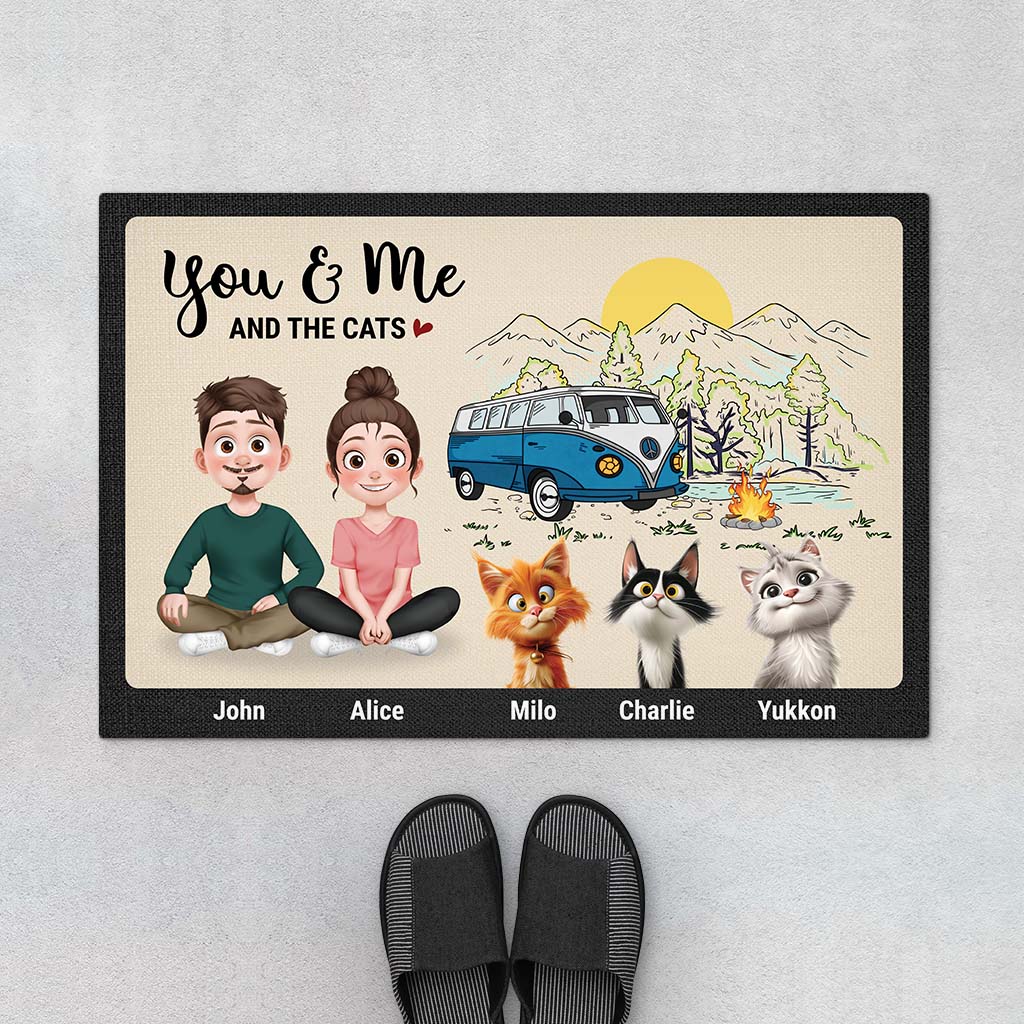 4004DUS1 personalized cat gifts for humans you and me and the cat doormat 4004D9M0D