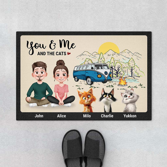4004DUS1 personalized cat gifts for humans you and me and the cat doormat 4004D9M0D