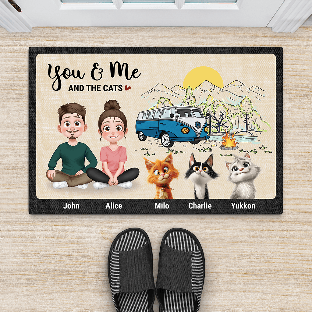 4004DUS2 personalized cat gifts for humans you and me and the cat doormat 4004D9M0D