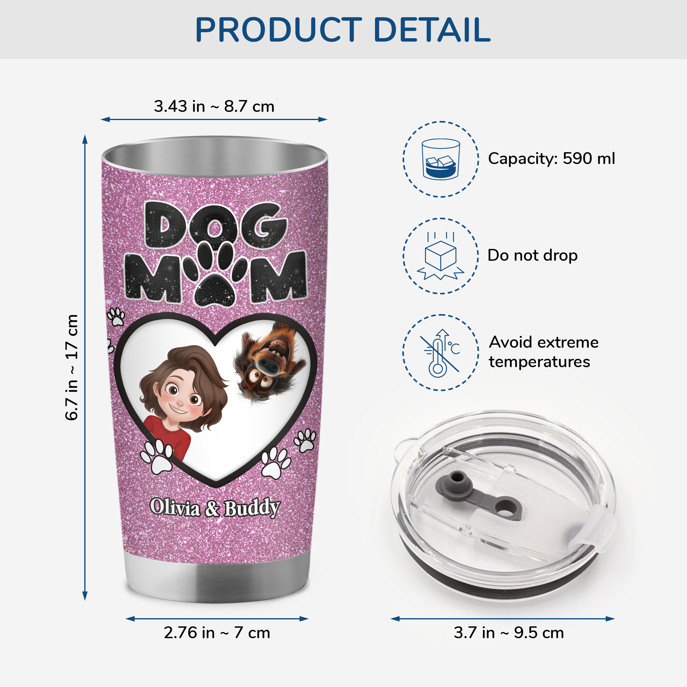 4012TUK3 personalized dog mom gifts pink glitter tumbler_ 20oz 4012TKN0C