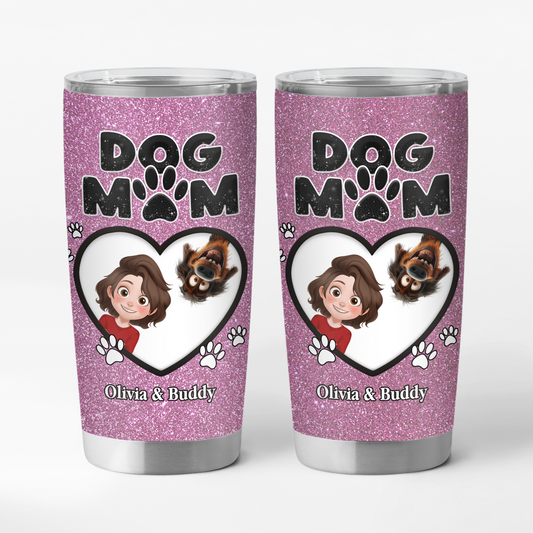4012TUS1 personalized dog mom gifts pink glitter tumbler_ 20oz 4012TKN0C
