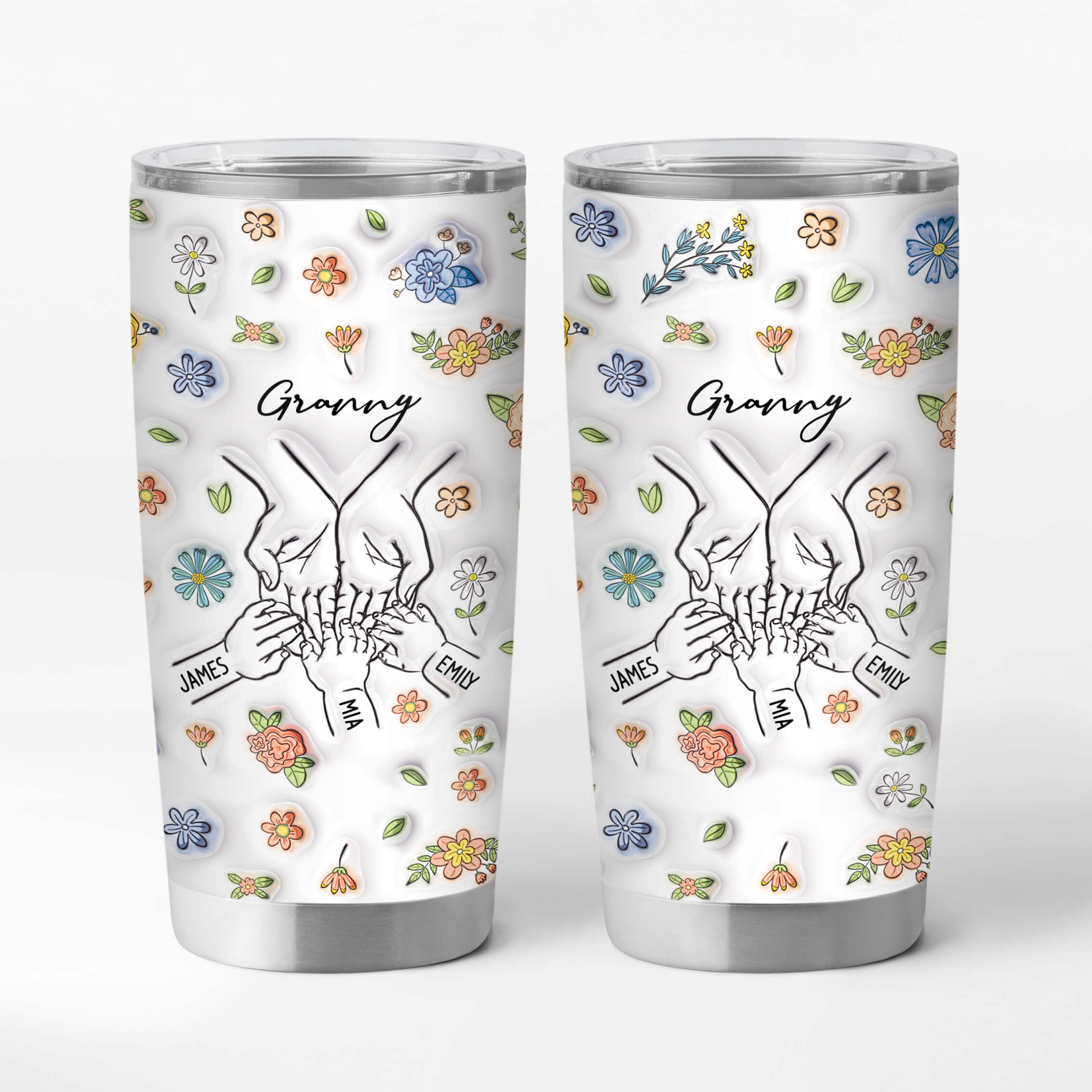 4033TUK1 3d printing effect personalised mummys hand flower tumbler20oz 4033T5I5A