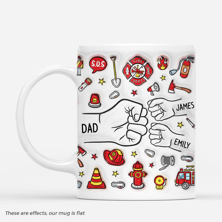4034MUK1 3d printing effect personalised firefighter dad mug_ 4034M