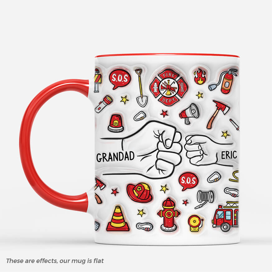 4034MUK2 3d printing effect personalised firefighter dad mug_ 4034M