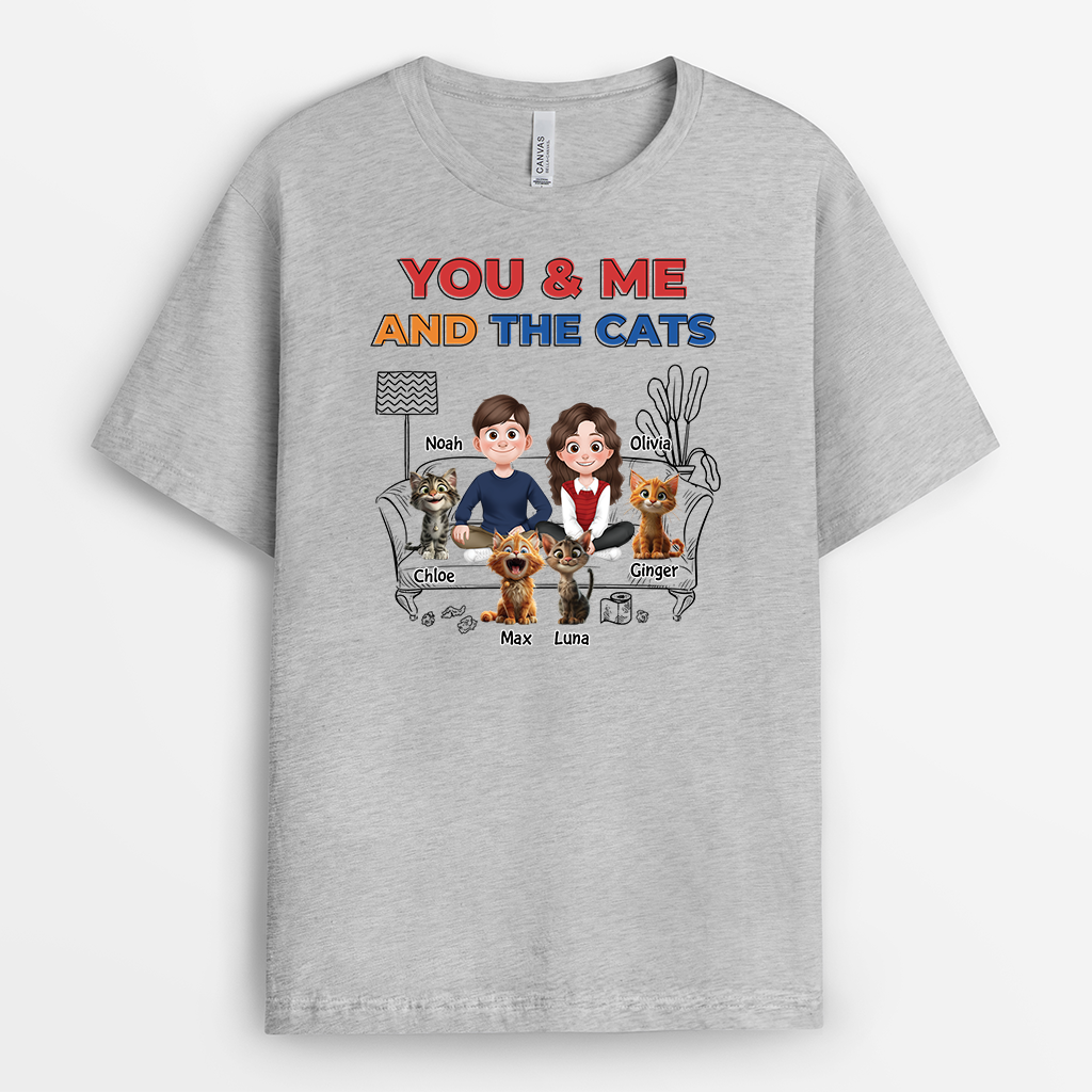 4038AUS2 personalized cat t shirts for couples_ you me and the cats 4038AKH0D