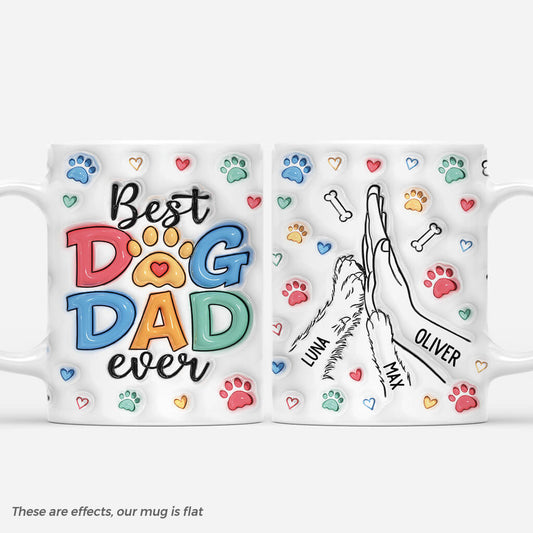 4076MUK1 3D Printing Effect Personalised Best Dog Dad Ever Mug 4076M