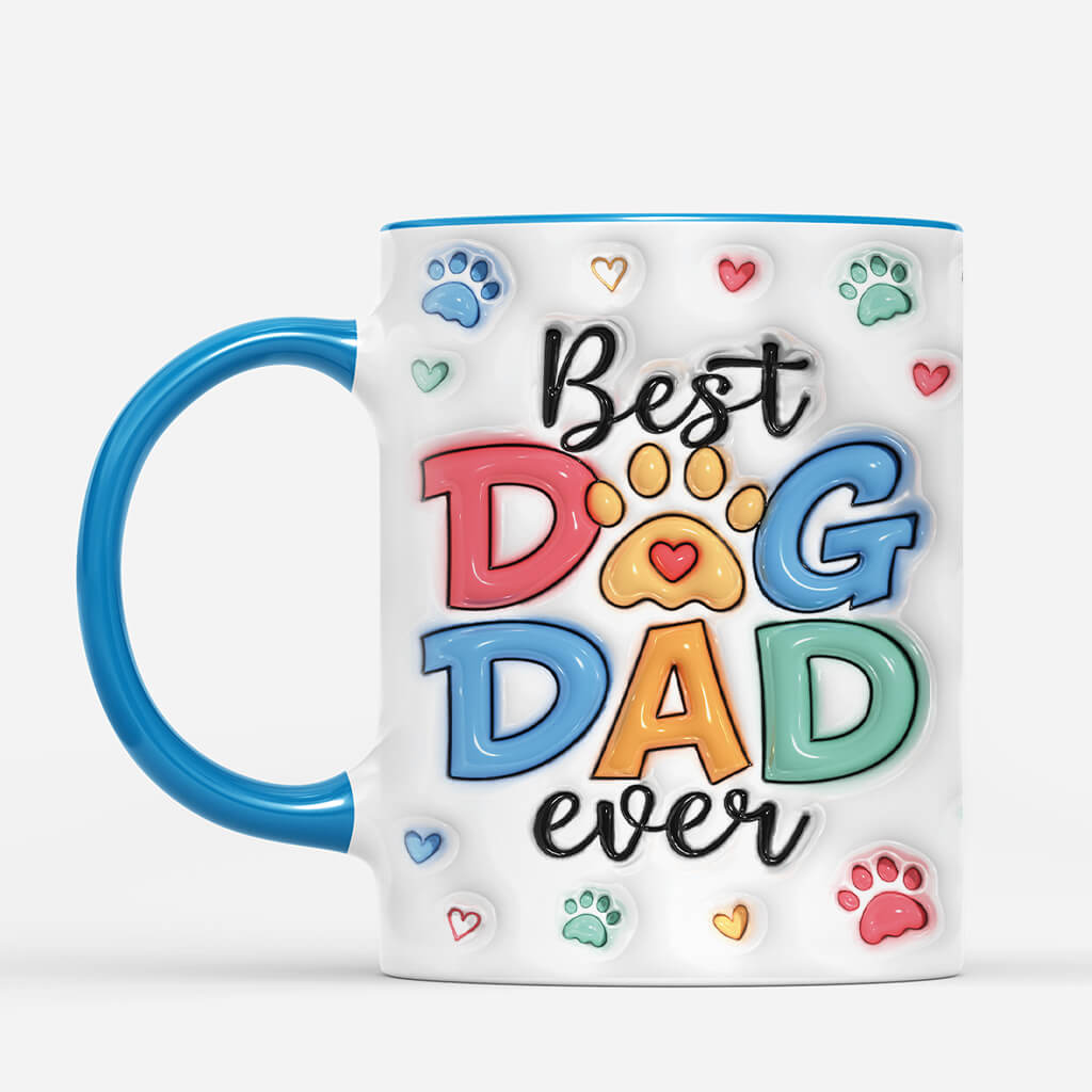 4076MUK2 3D Printing Effect Personalised Best Dog Dad Ever Mug 4076M