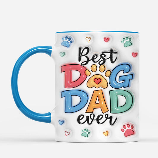 4076MUK2 3D Printing Effect Personalised Best Dog Dad Ever Mug 4076M
