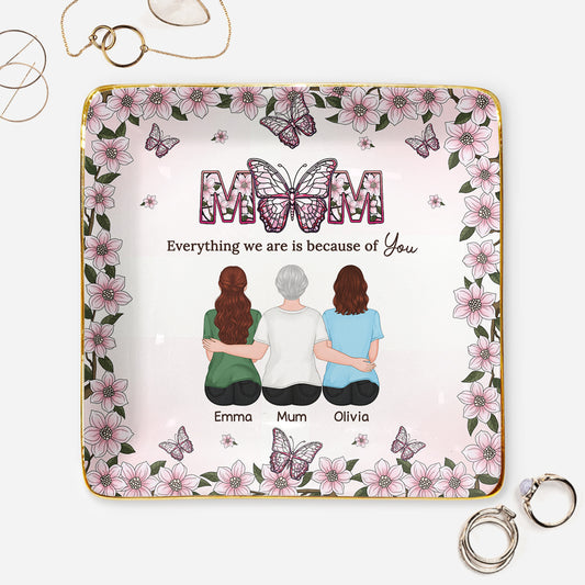 41392UK1 personalised mum everything we are is because of you jewellery dish 41392KI7A