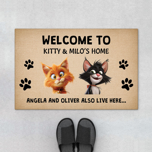 4145DUK2 personalised cat welcome doormat funny 4145D8I5D