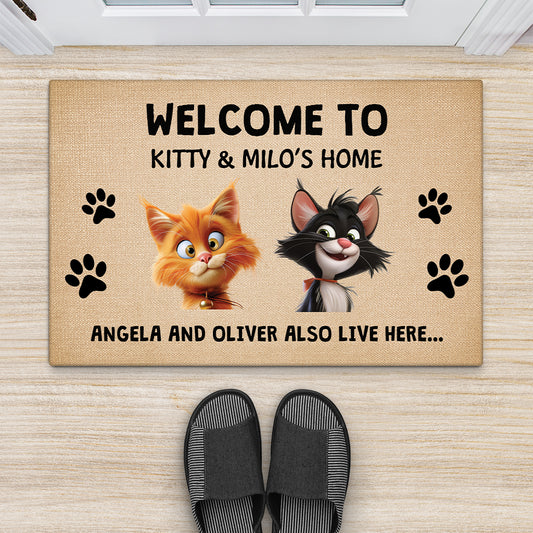 4145DUK3 personalised cat welcome doormat funny 4145D8I5D