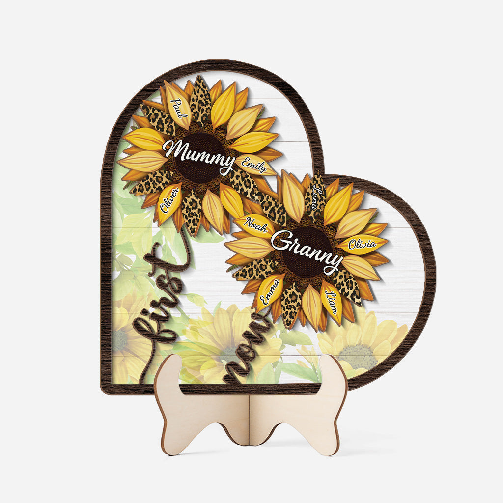 4177QUK1 custom wood plaques sunflower gifts_ first mom now grandma_ 4177QTL8A