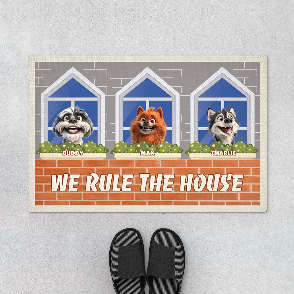 4198DUS1 personalized gifts for dog lover we rule the house doormat 4198DKH5C