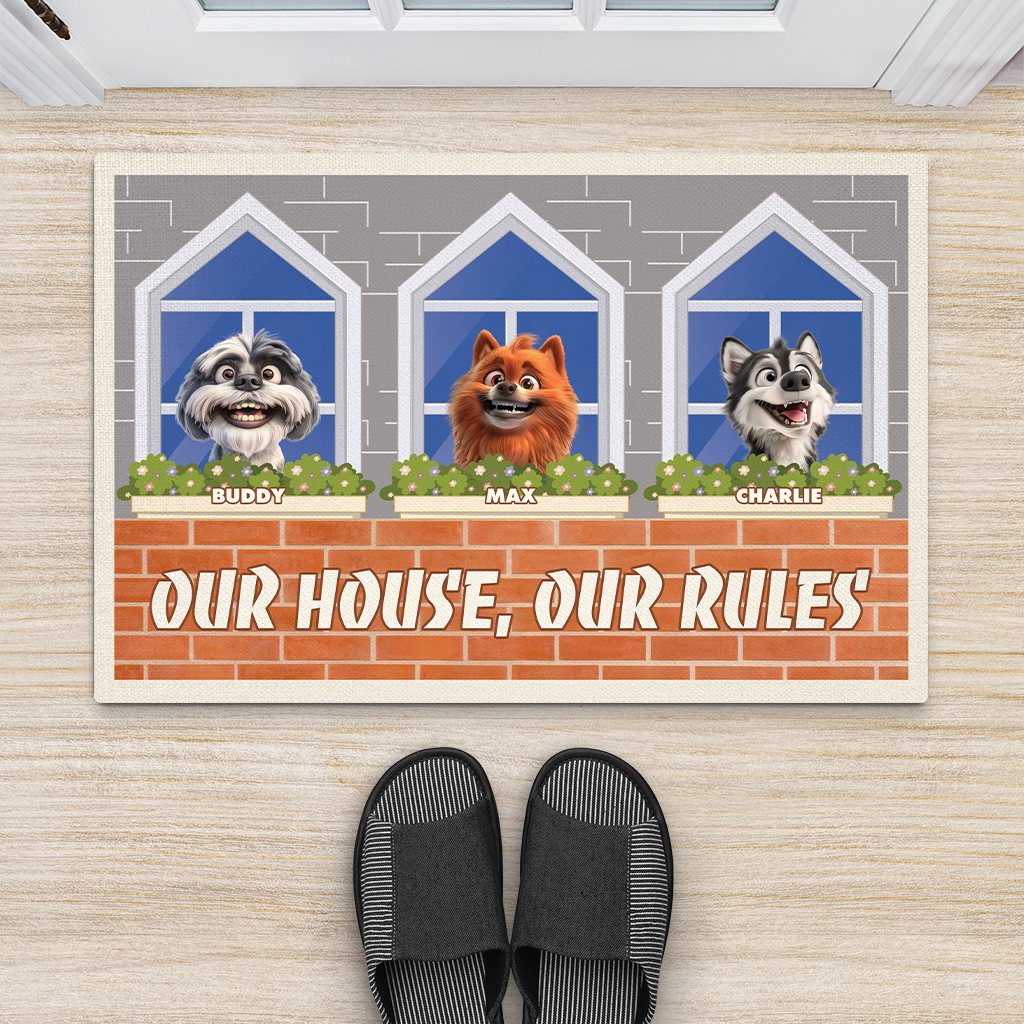 4198DUS2 personalized gifts for dog lover we rule the house doormat 4198DKH5C