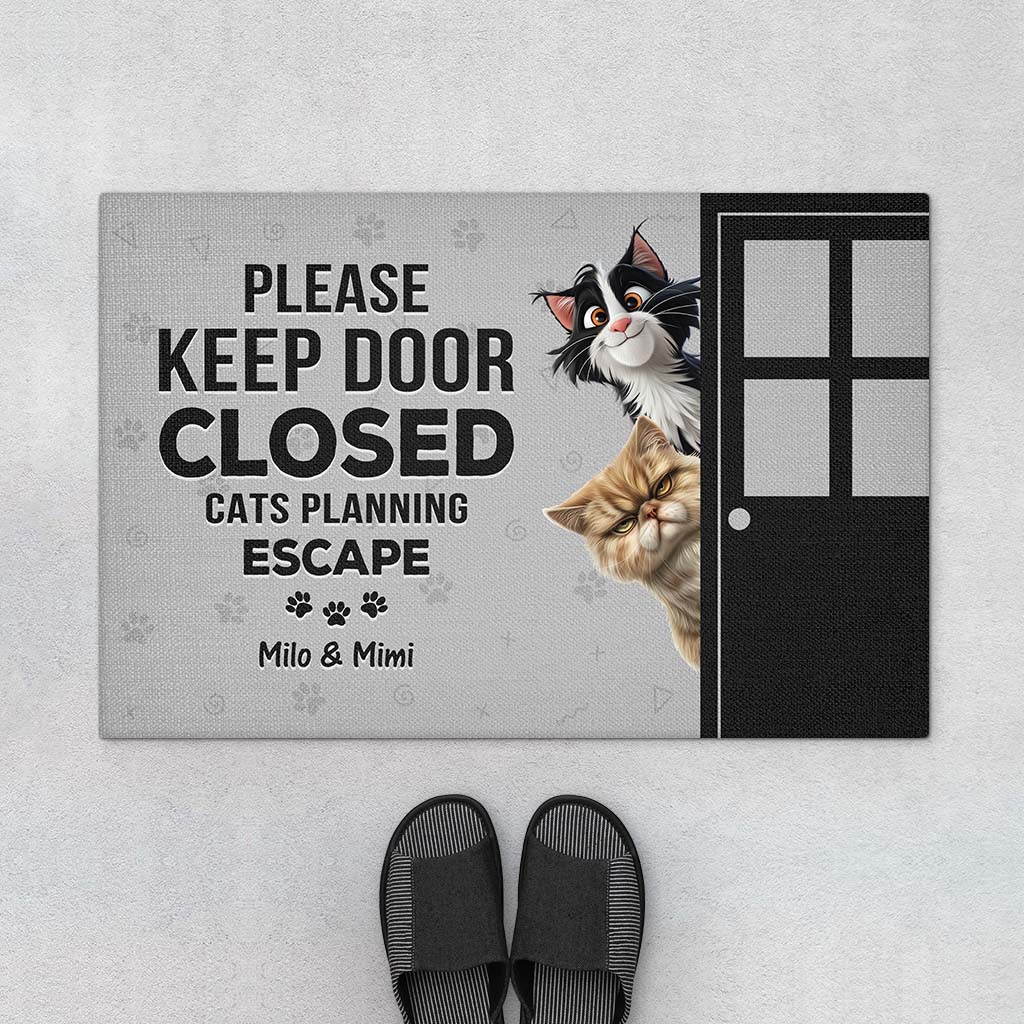 4211DUS1 personalized gifts for cat lover pls keep door closed doormat 4211D5M5D