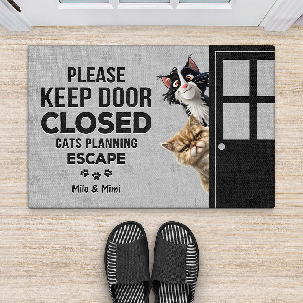 4211DUS2 personalized gifts for cat lover pls keep door closed doormat 4211D5M5D