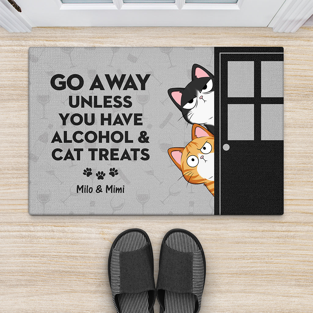 4249DUS2 personalized gifts for cat lovers go away cat doormat_ 4249D6M0D