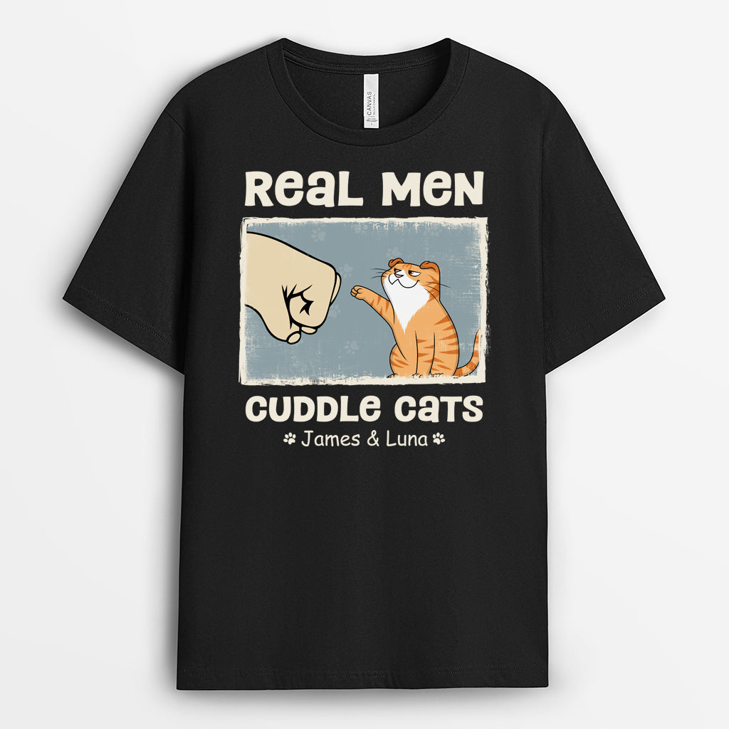 4272AUS1 custom cat shirt funny cat lover gifts real men cuddles cat 4272ATQ8D