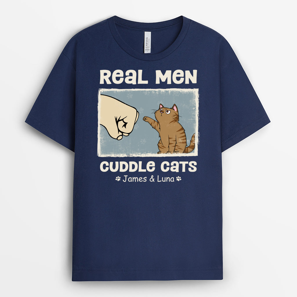 4272AUS2 custom cat shirt funny cat lover gifts real men cuddles cat 4272ATQ8D
