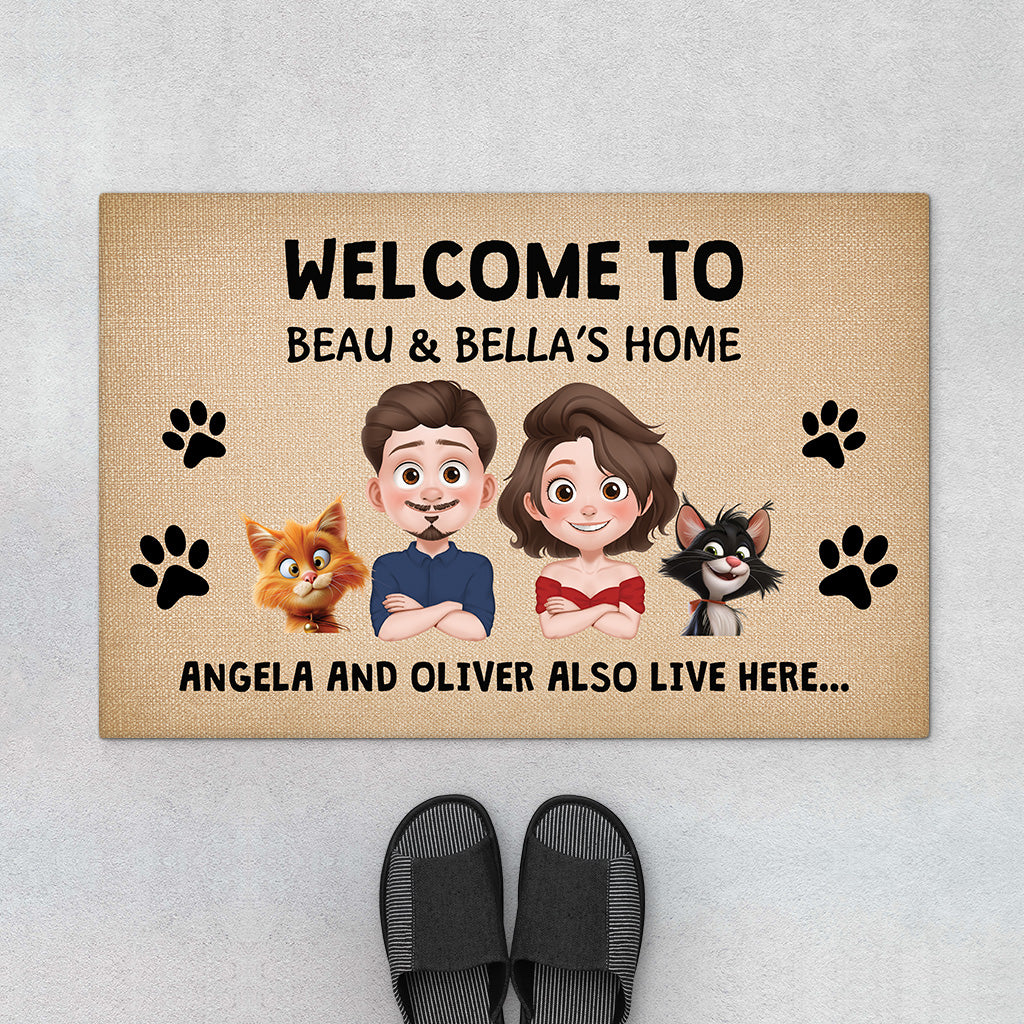 4275DUK1 personalised funny welcome cat doormat_ 4275D8I0D