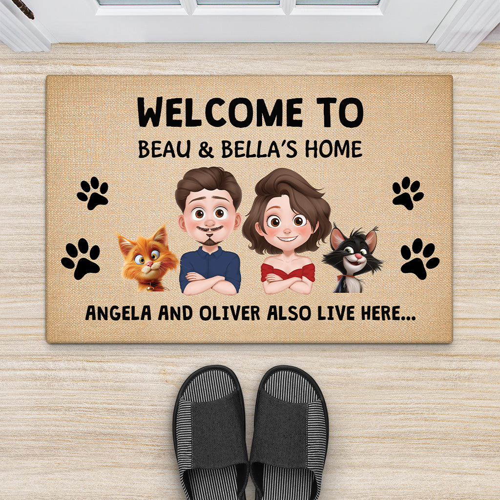 4275DUK2 personalised funny welcome cat doormat_ 4275D8I0D