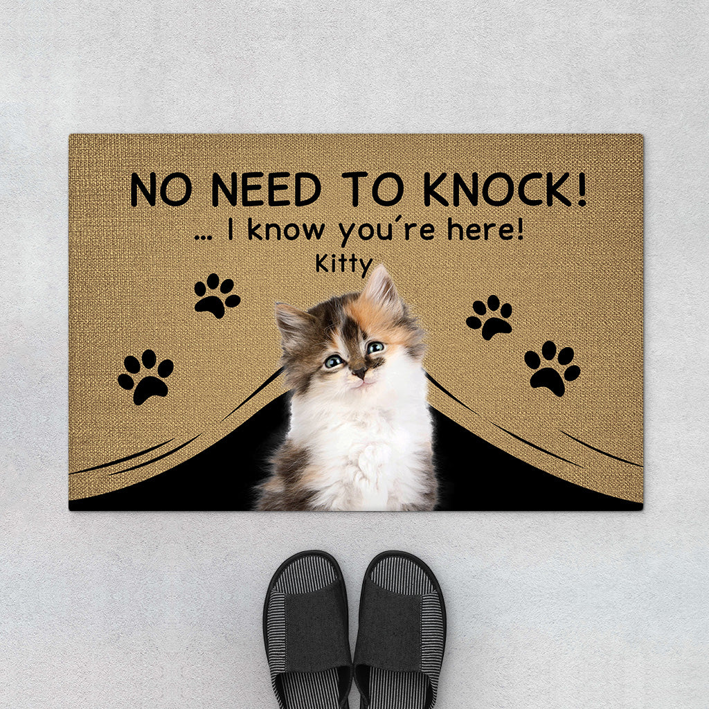 4291DUS1 custom gifts for cat lovers funny no need to knock doormat_ 4291D8Q3D
